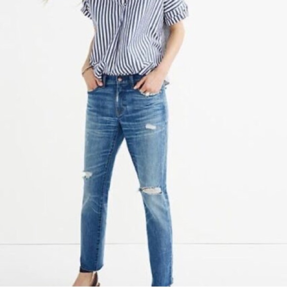 Madewell slim distressed boy jean